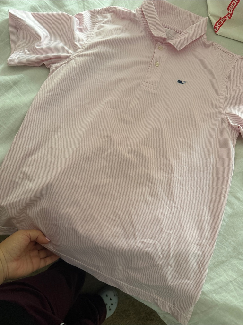 Vineyard Vines Light Pink Polo with Navy Whale Logo